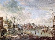 Aert van der Neer with Golfers and Skaters oil painting reproduction
